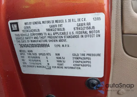 2006 Chevrolet Hhr Lt z USA, uszkodzony, nr VIN 3GNDA23D36S588994